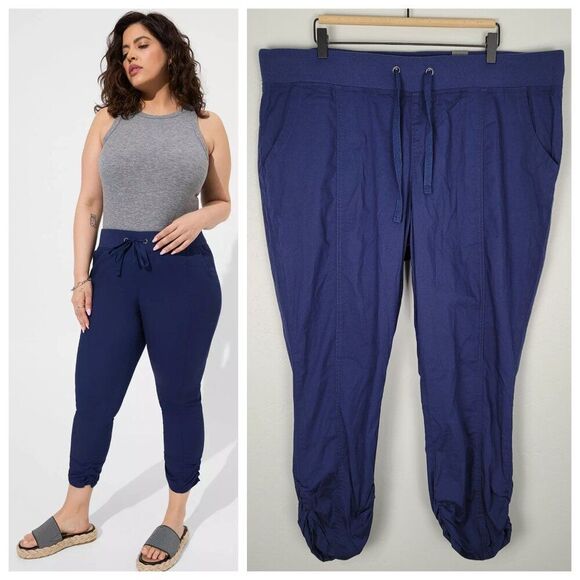torrid Pants - Torrid Crop Pull On Skinny Stretch Poplin Mid Rise Pant Navy Blue Size 2X NWT